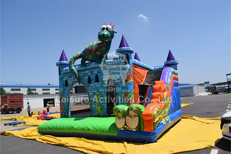 Standard Inflatable Multiplay Bouncy Castles Dragon With Slide